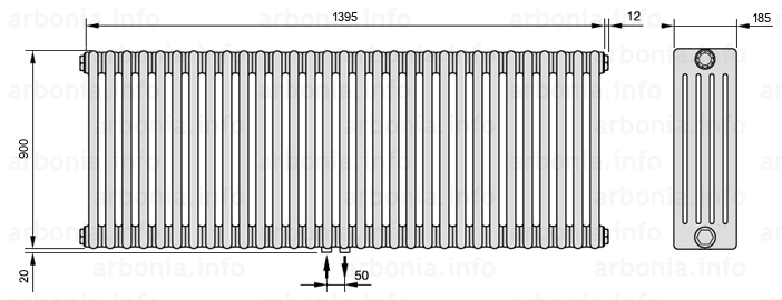 Схема (чертеж) Радиатор Arbonia 5090/31 №98
